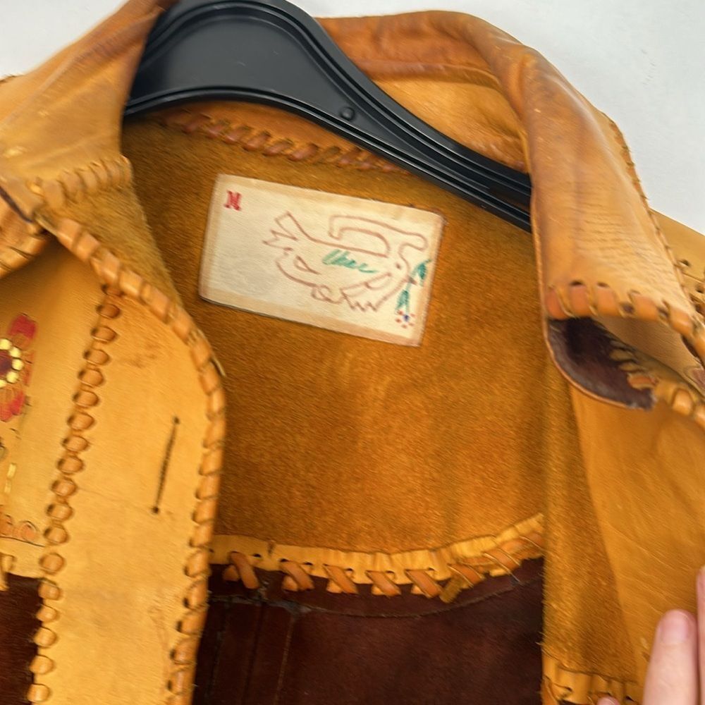 Vintage 70s CHAR Handpainted Hippy Genuine Suede Jacket - Picture 13 of 15